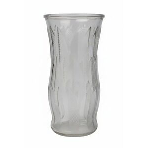 Clear‎ Glass Vase with Embossed Leaf Design, Modern Home Decor